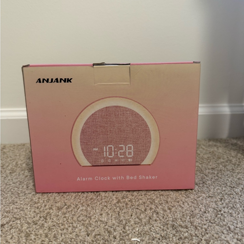 Anjank Alarm Clock with Bed Shaker - White